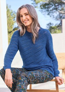 Pullover met ajour en ribtricot thumbnail 7