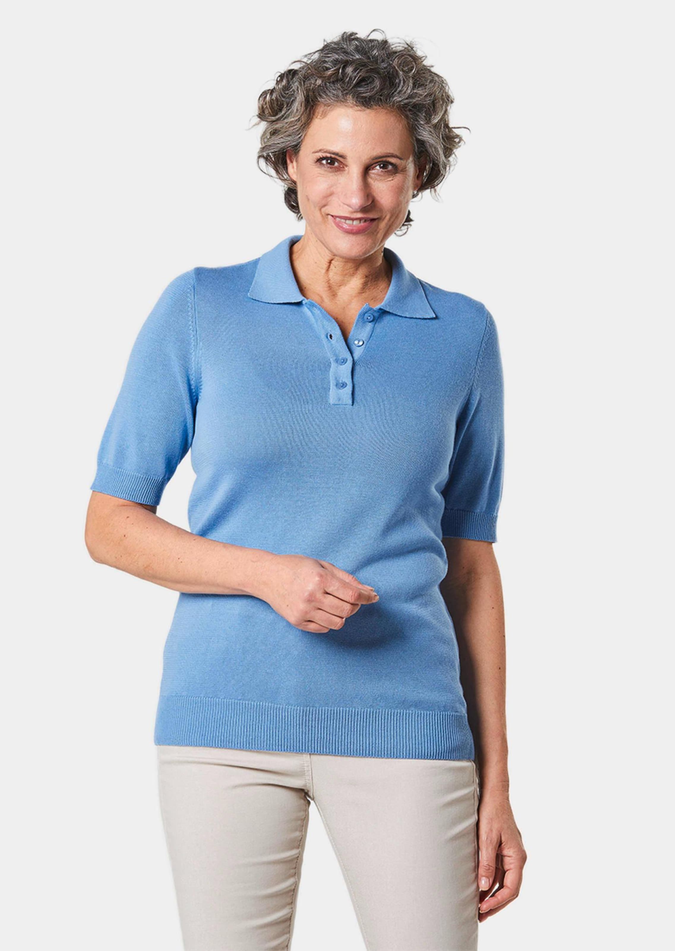 Tricot pullover met korte mouwen en mooie kraag
