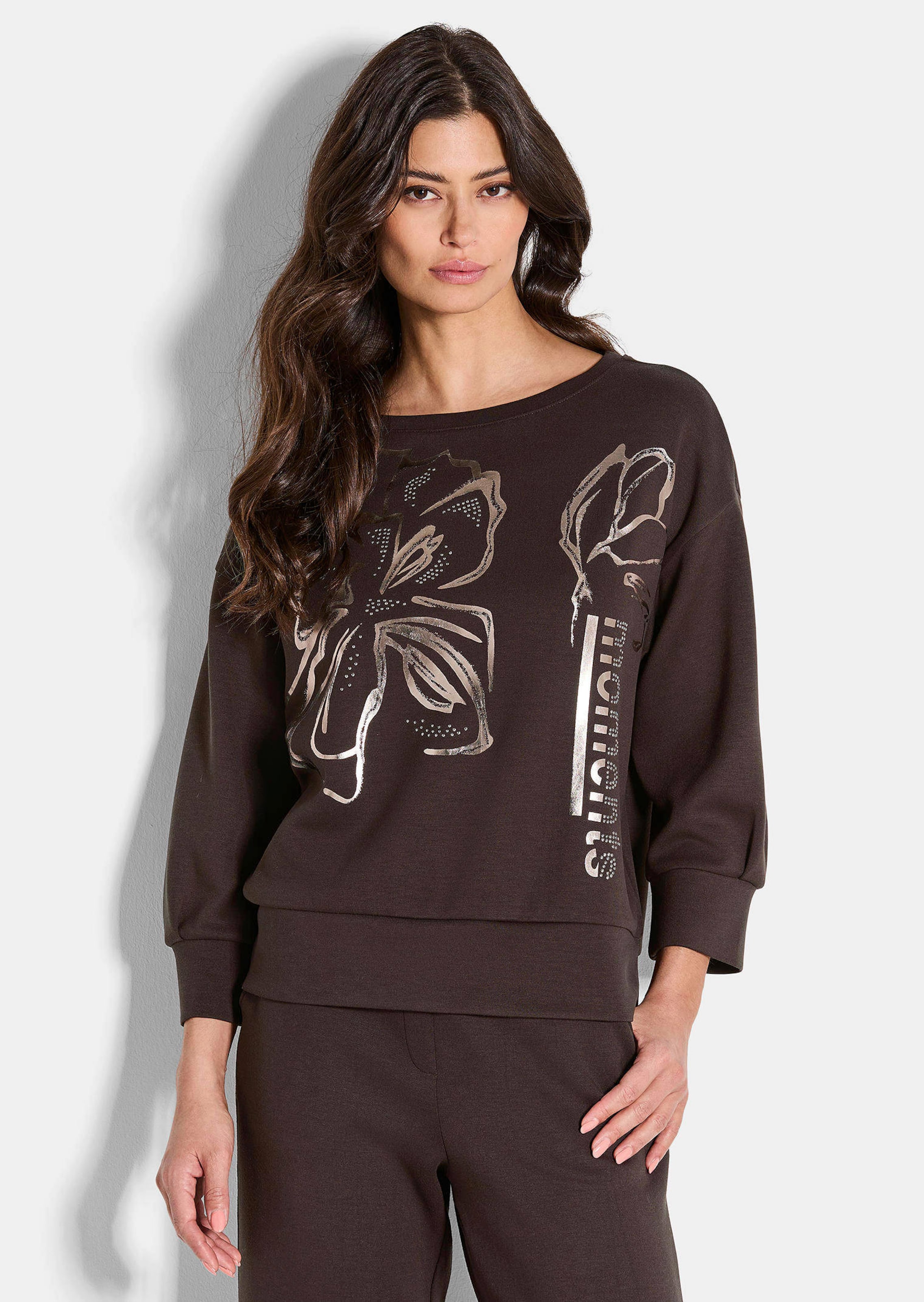 Sweatshirt mit floralem Metallic-Print