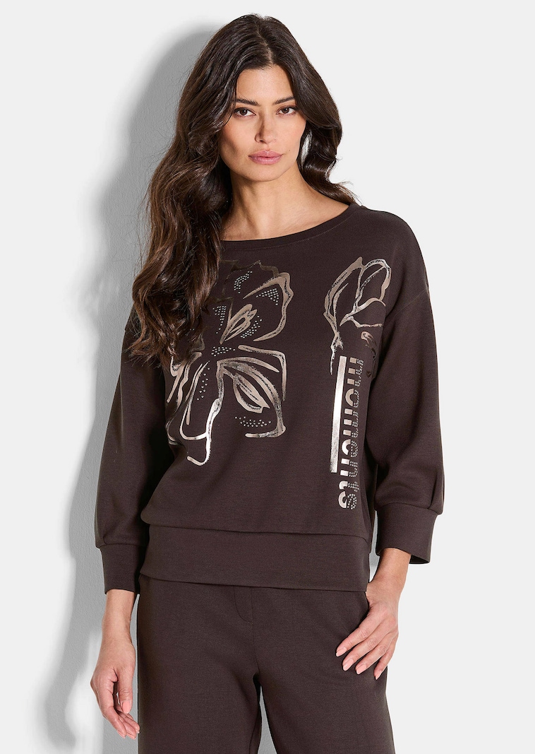 Sweatshirt met bloemenprint in metallic