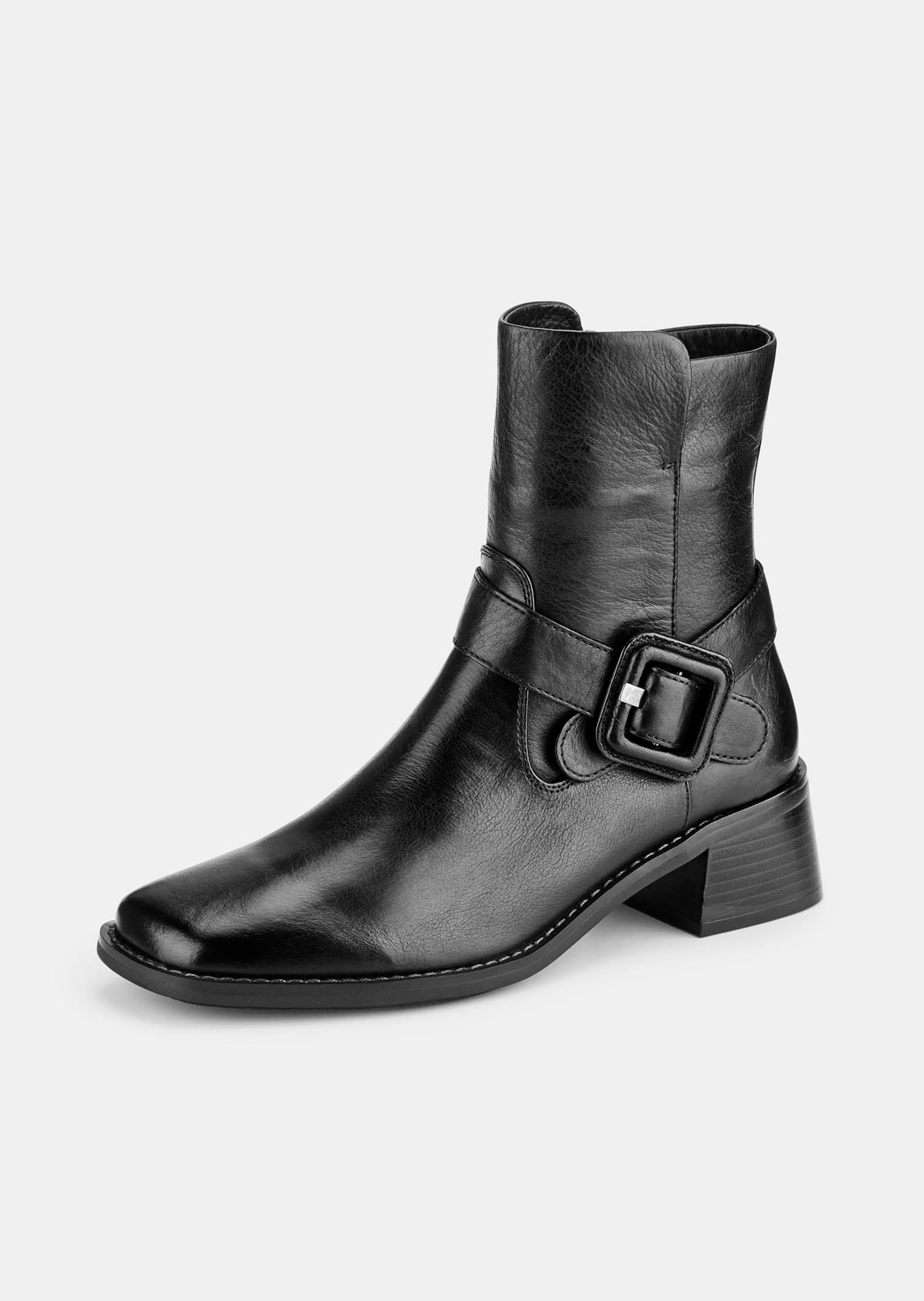 Stiefeletten aus Echtleder mit Schnallenriemen