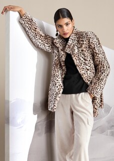 Manteau en fausse fourrure motif léopard thumbnail 1