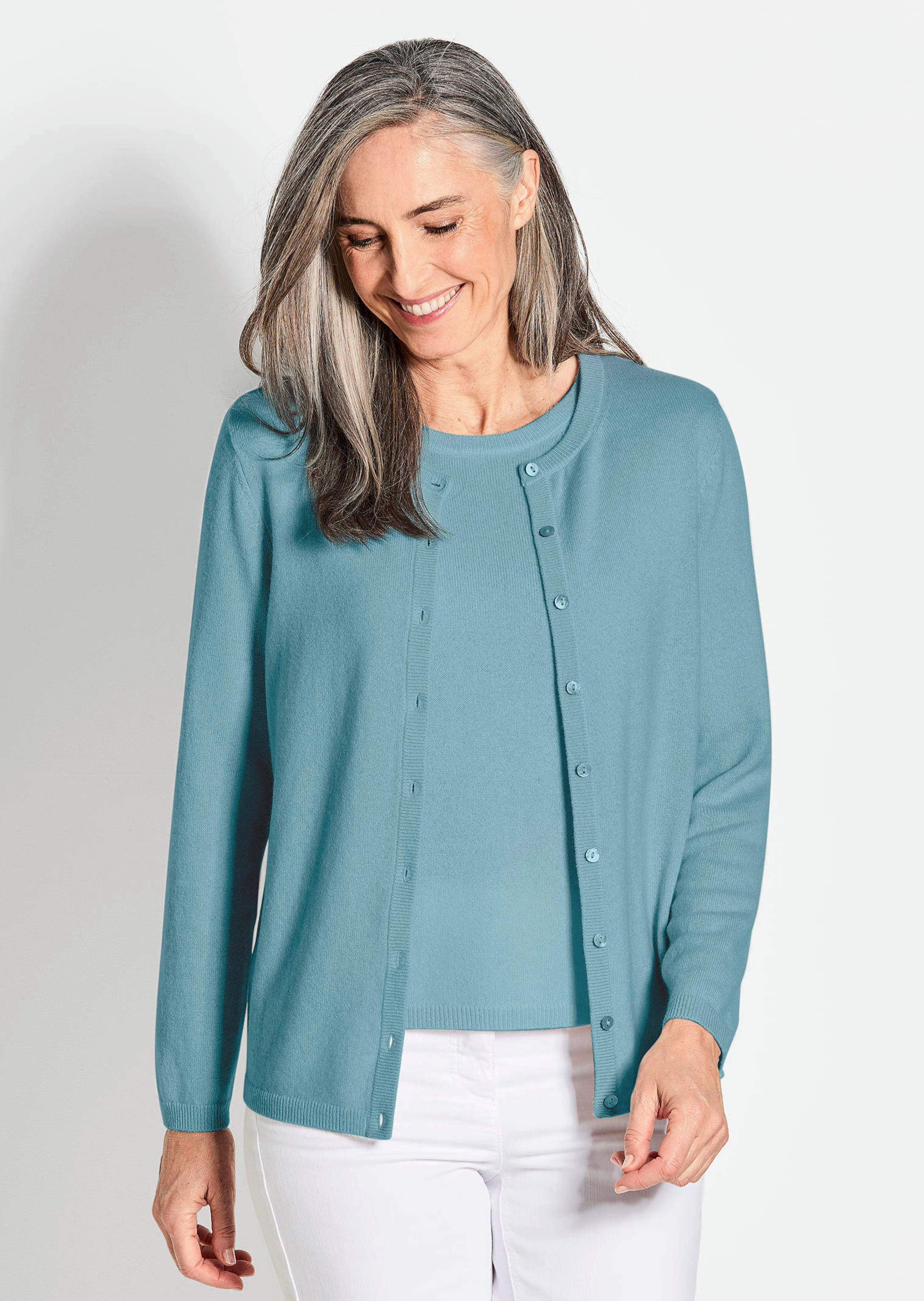 Tricot jasje van kasjmier met ronde hals