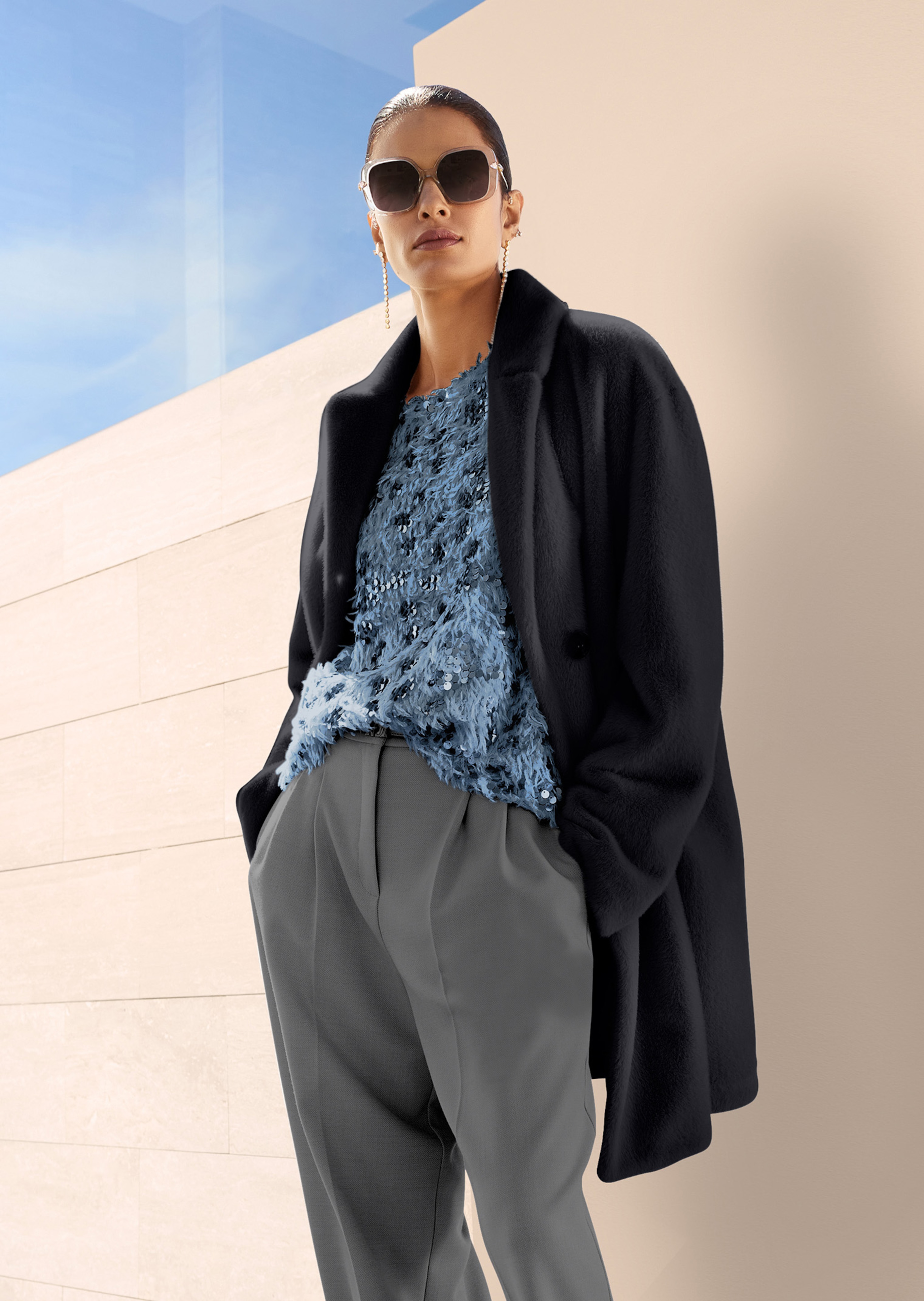 Oversized faux fur coat