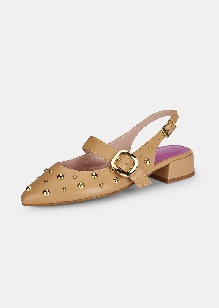 Slingback-Ballerina mit goldfarbenen Nieten
