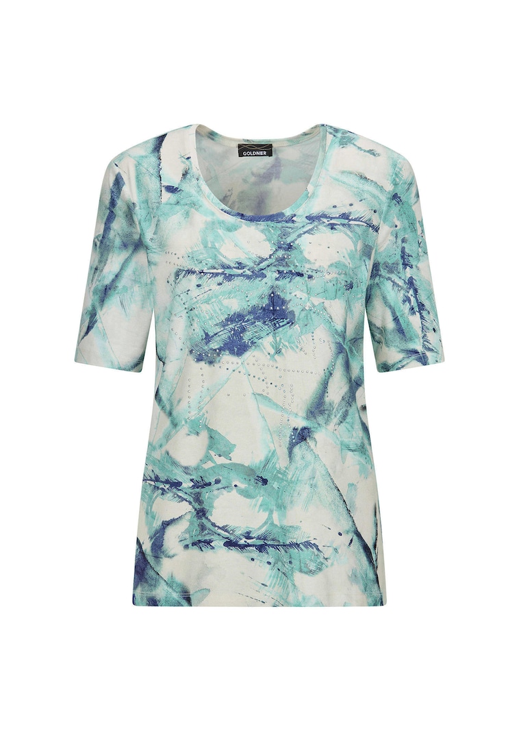 Jersey shirt met glittersteentjes