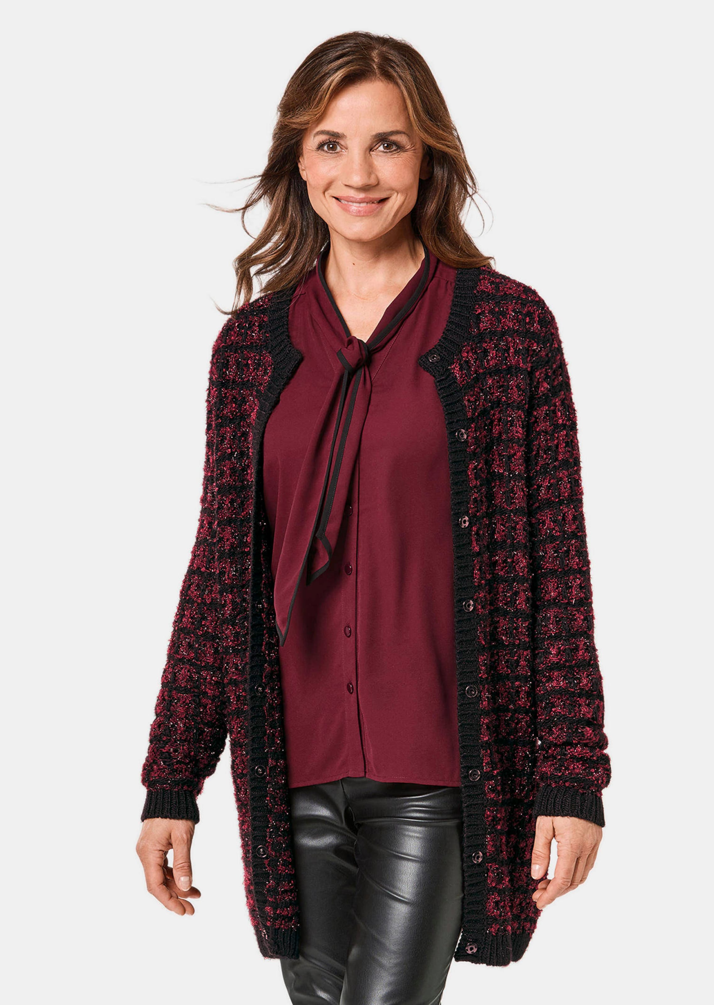 Schicker Strickcardigan mit Glanzgarnen