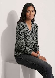 Pull jacquard avec encolure en V thumbnail 5
