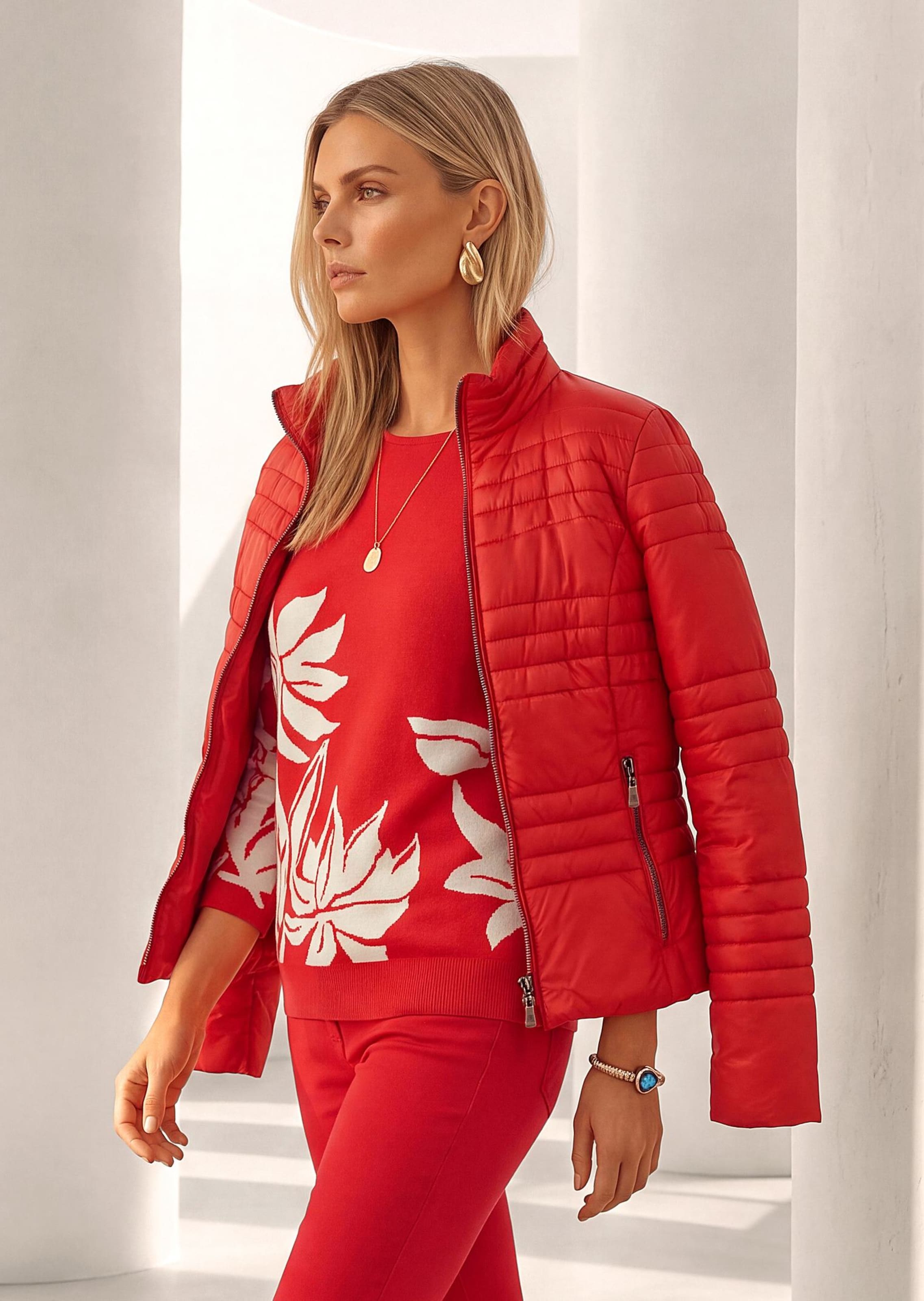 Lightweight quilted jacket with stand collar