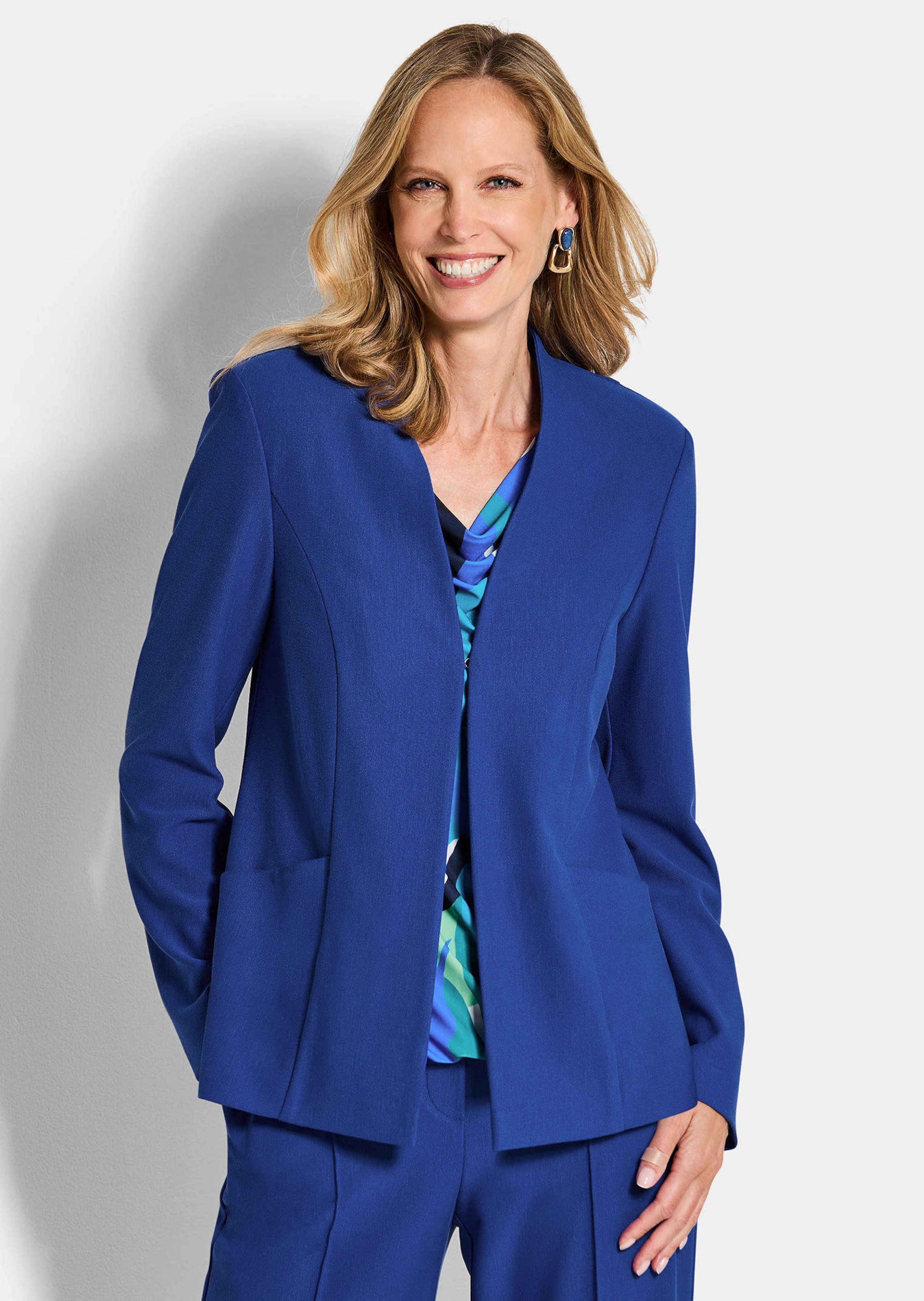 Blazer ohne Revers aus Viskose-Stretch