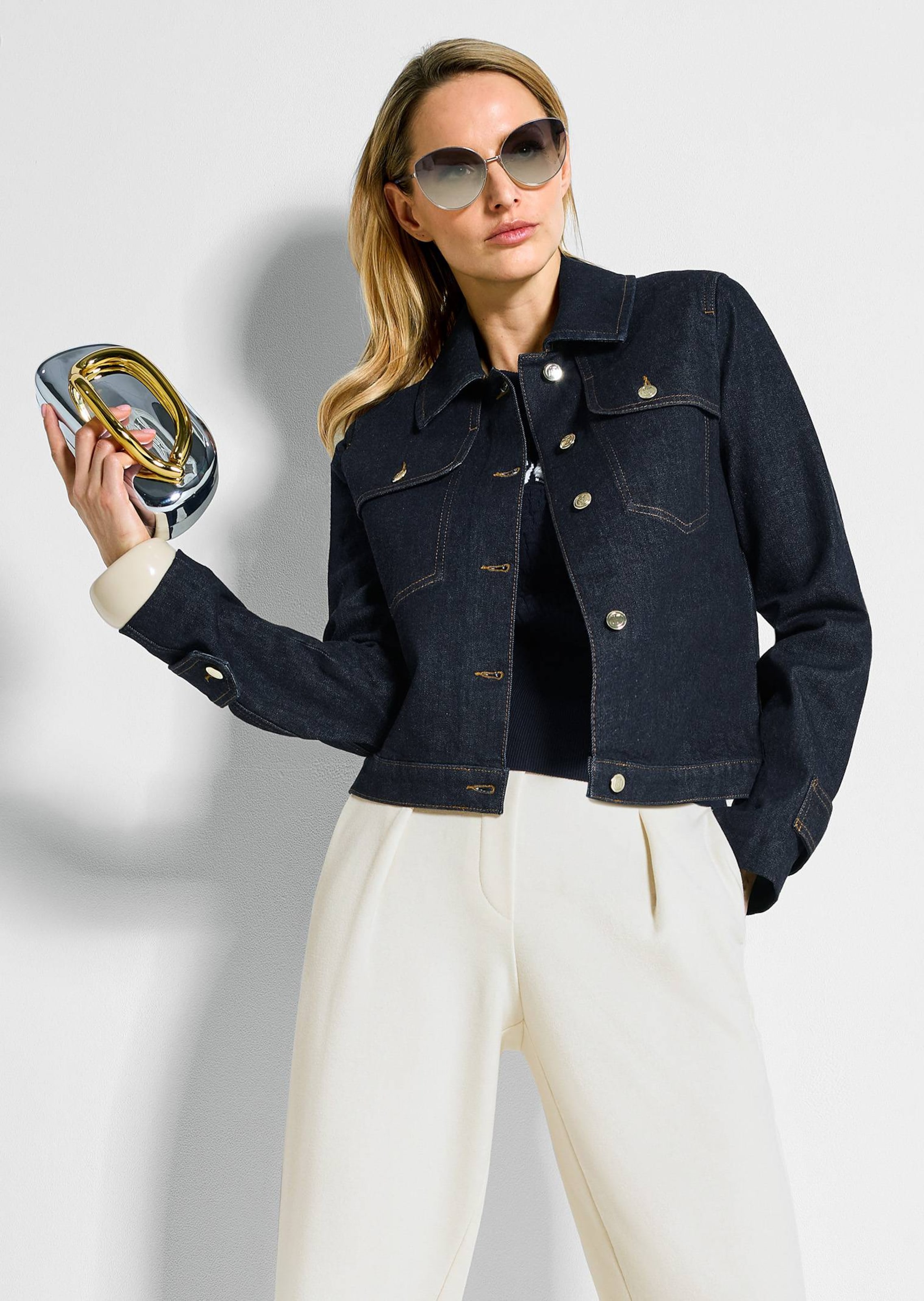 Veste en jean avec délavage foncé