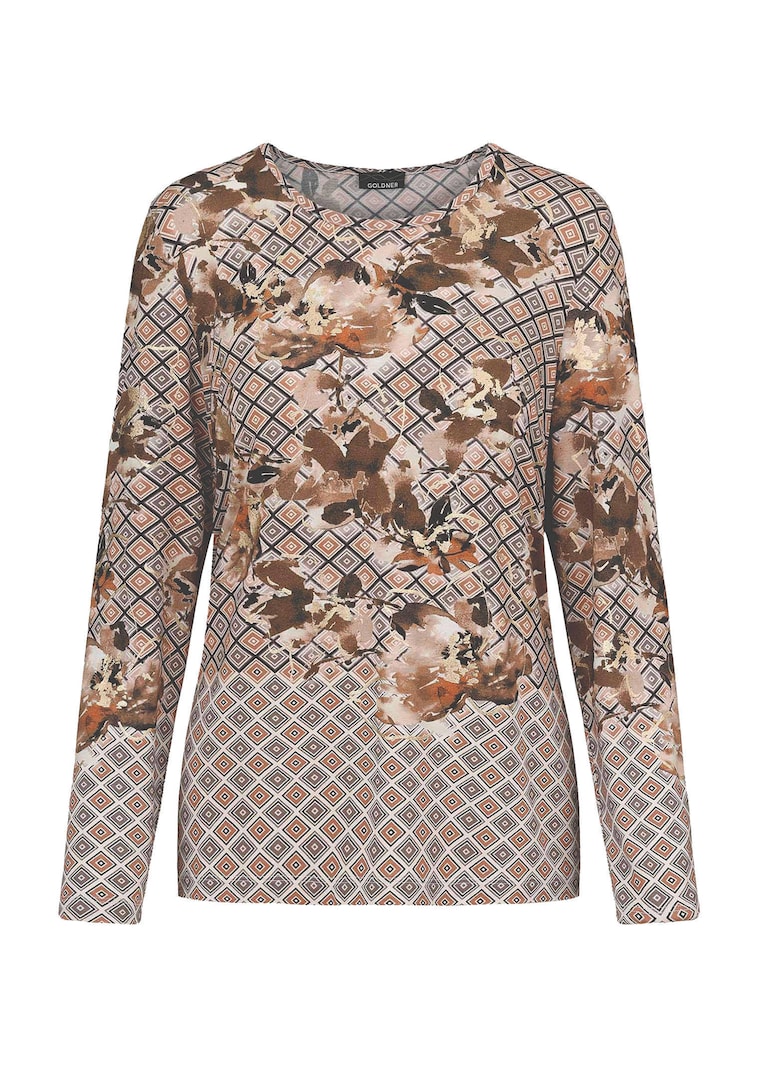 Bequemes Jersey-Shirt mit Goldakzenten