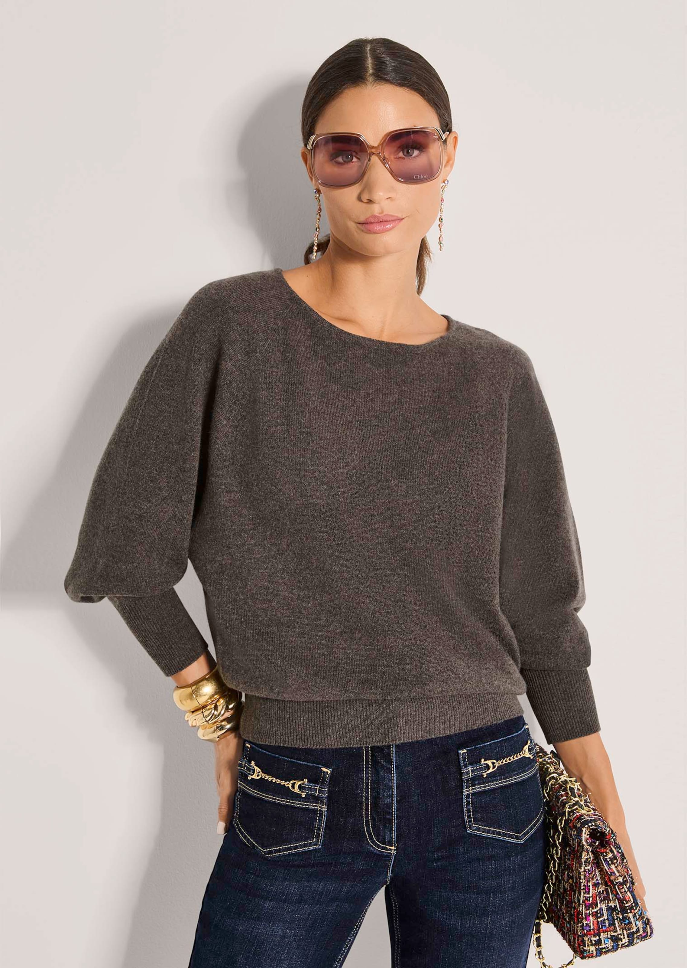 Pull en cachemire avec manches chauve-souris thumbnail 5