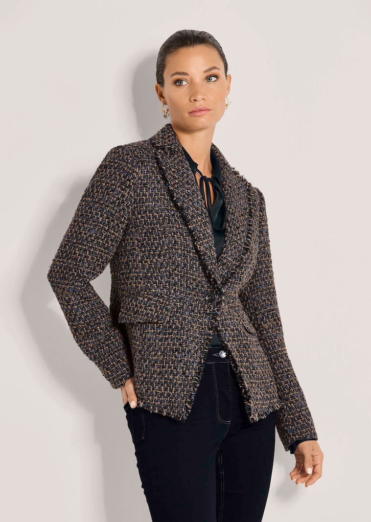 Tweed blazer with fringed edges