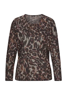 T-shirt léopard légèrement transparent à effet chiné thumbnail 6
