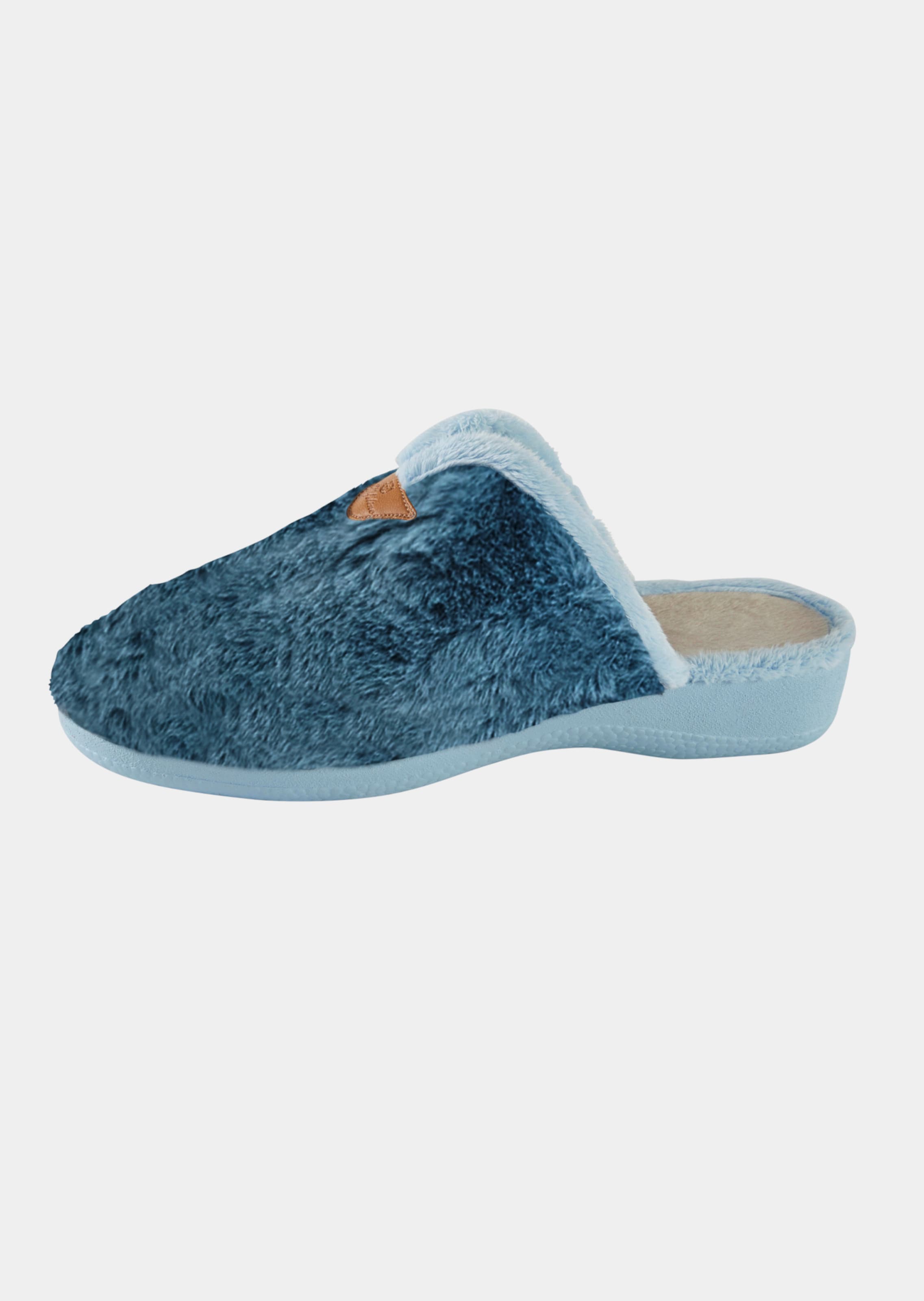 Pluchen pantoffels met zool met grip
