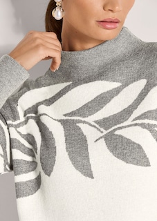 Pull jacquard à motif floral thumbnail 6