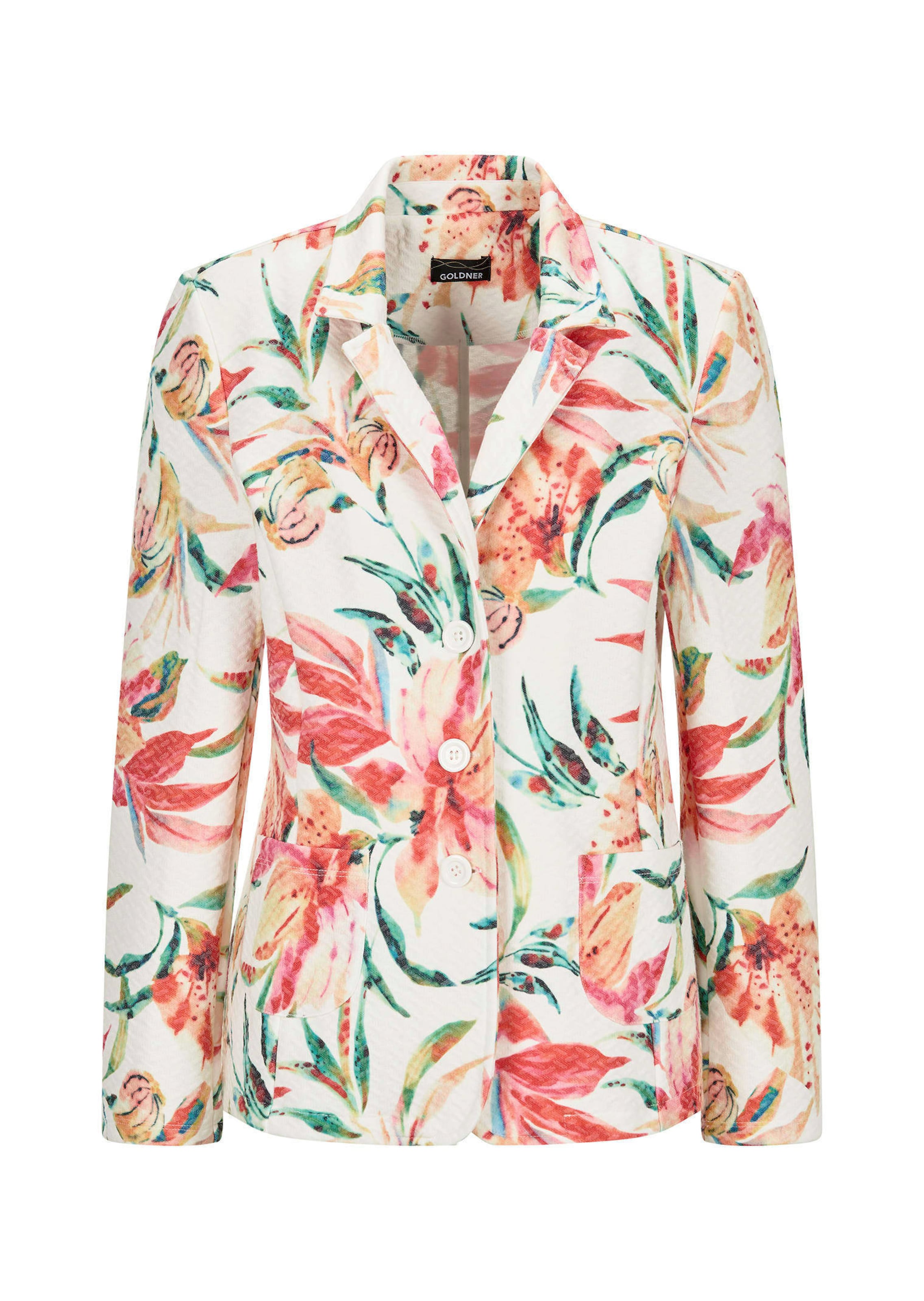 Gebloemde blazer van wafeljersey