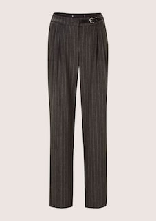 Wijde broek met plooien, krijtstreep en barrel-leg thumbnail 7
