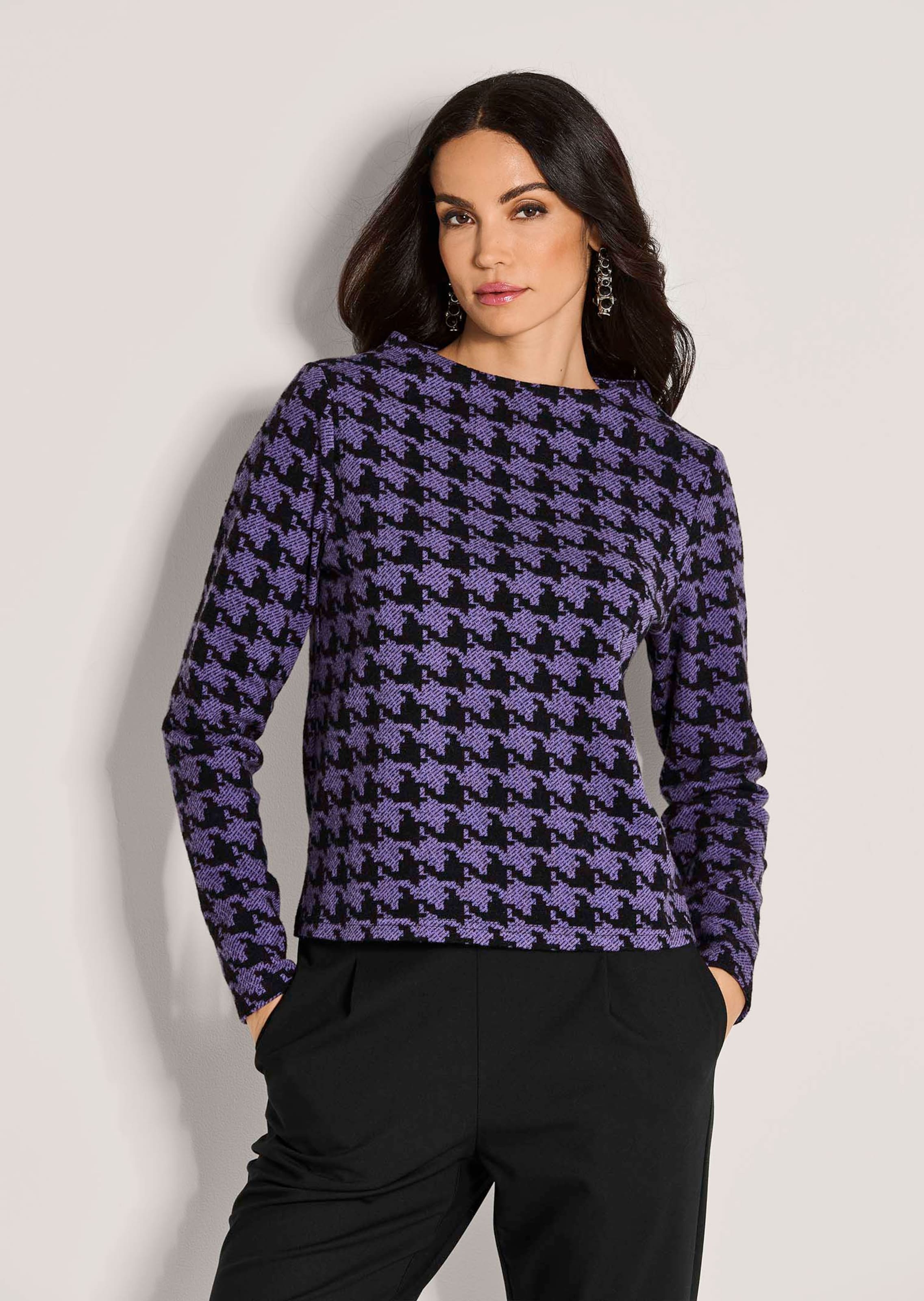Sweatshirt im Hahnentritt-Design