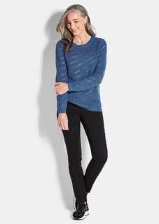 Pullover met ajour en ribtricot thumbnail 2