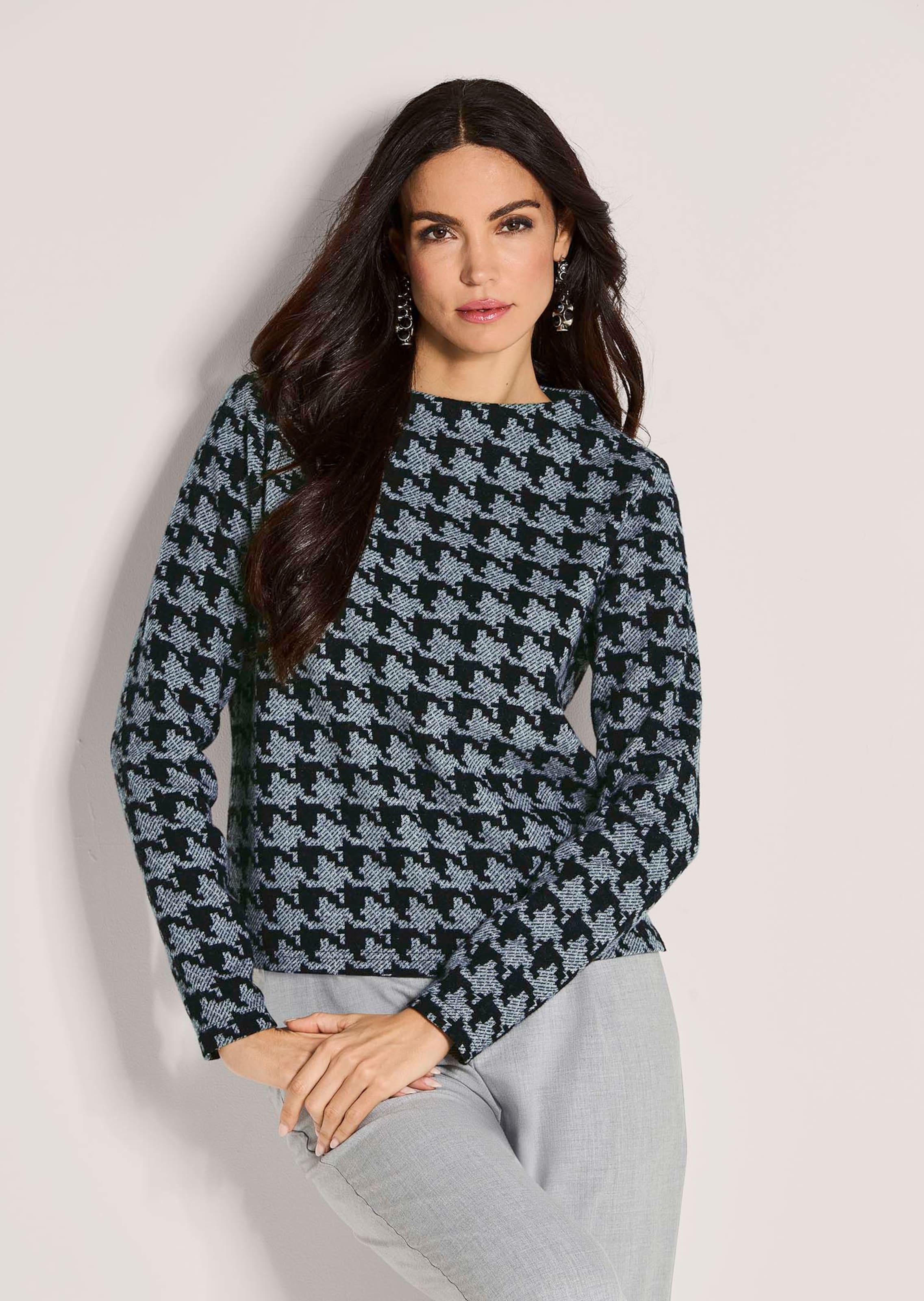 Sweatshirt im Hahnentritt-Design