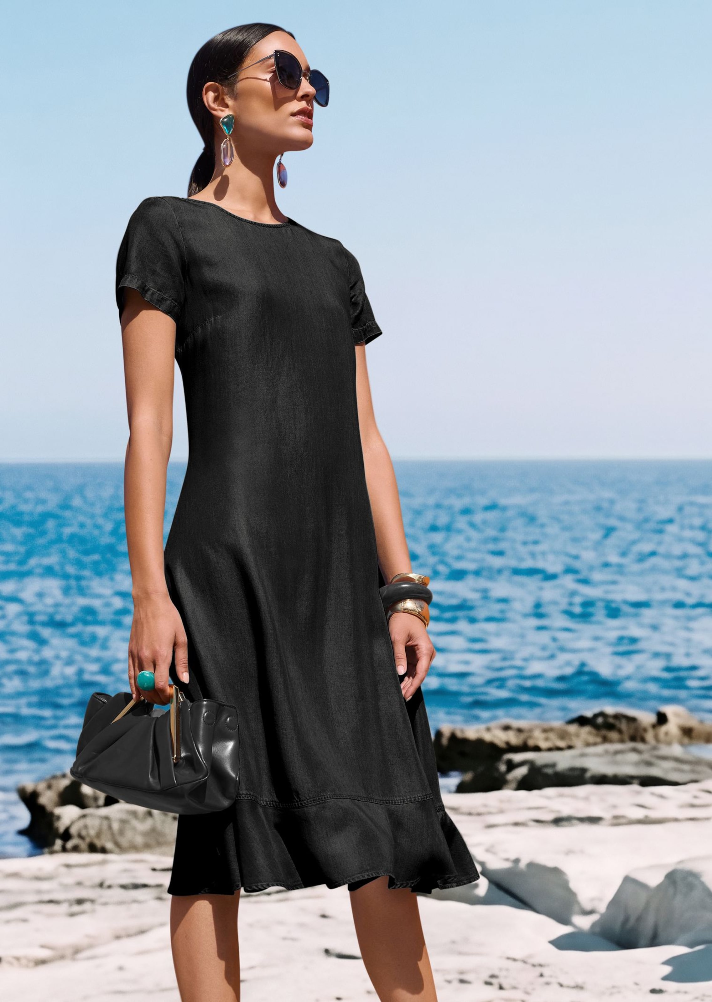 Luftiges Kleid in Jeansoptik