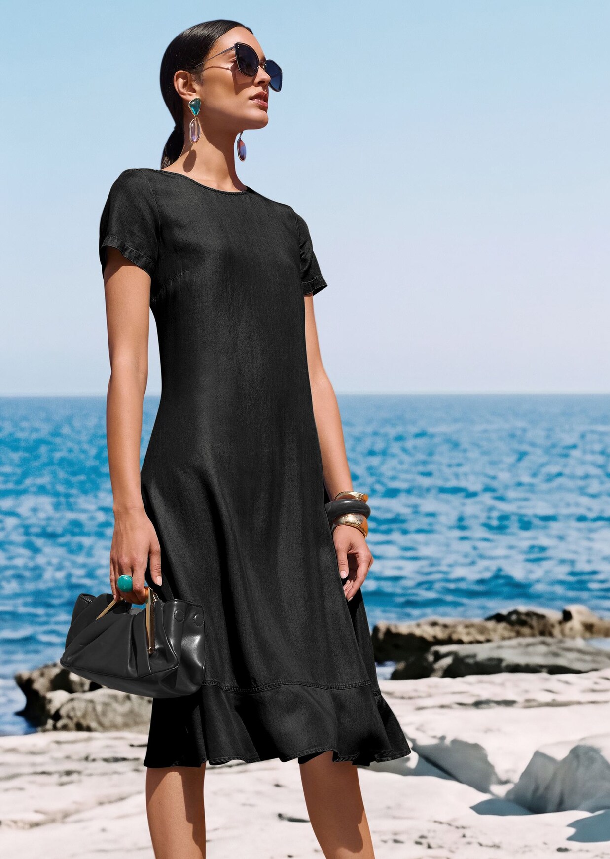 Luftiges Kleid in Jeansoptik