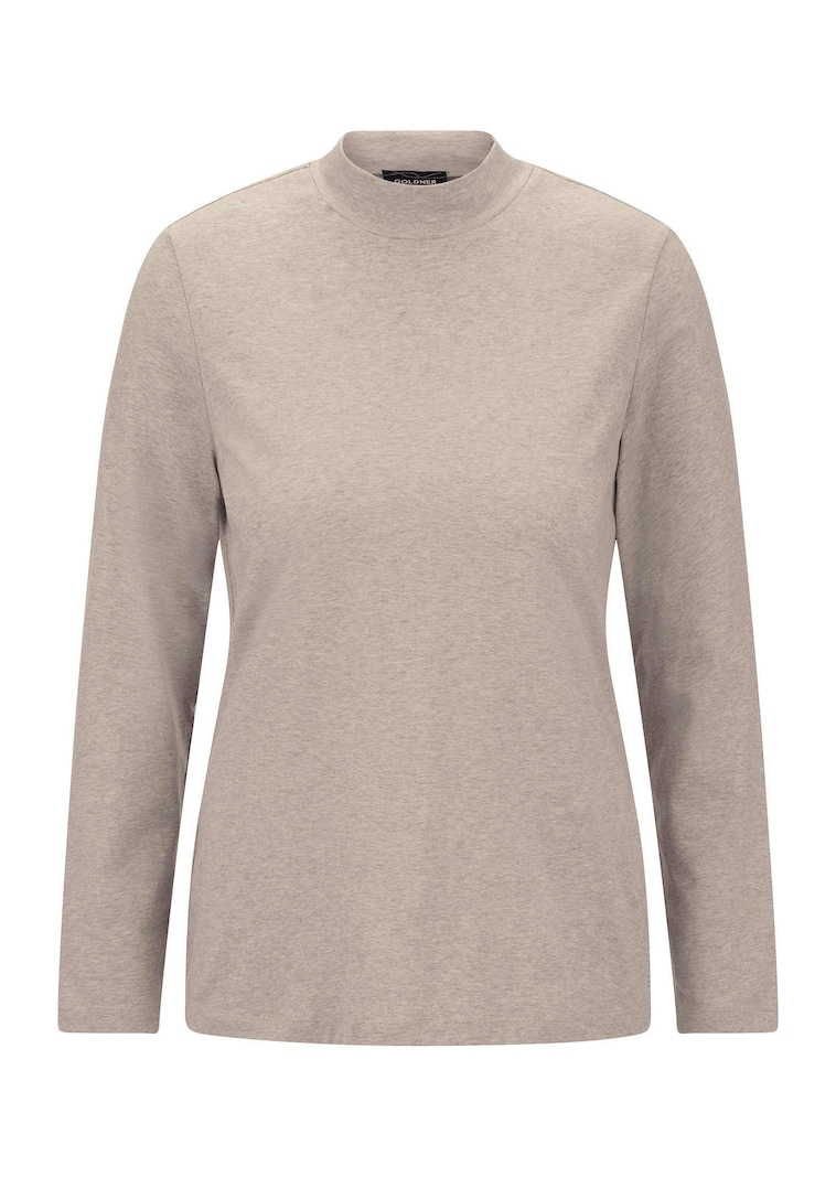 Langarmshirt mit Stehkragen aus Baumwolle