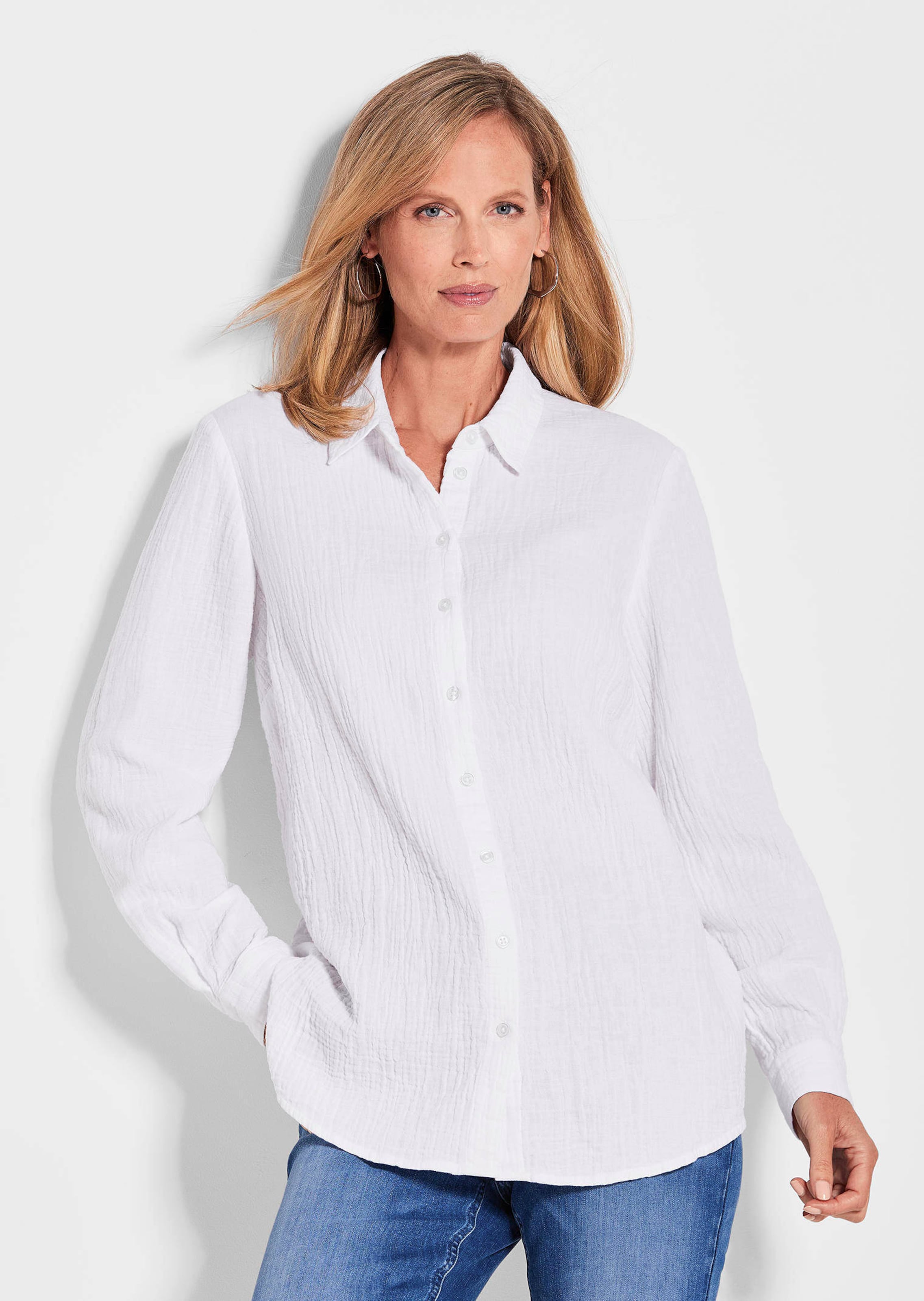 Overhemdblouse van katoen-mousseline