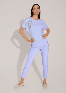 Kurzarm-Pullover mit glanzvollem Floral-Print thumbnail 3