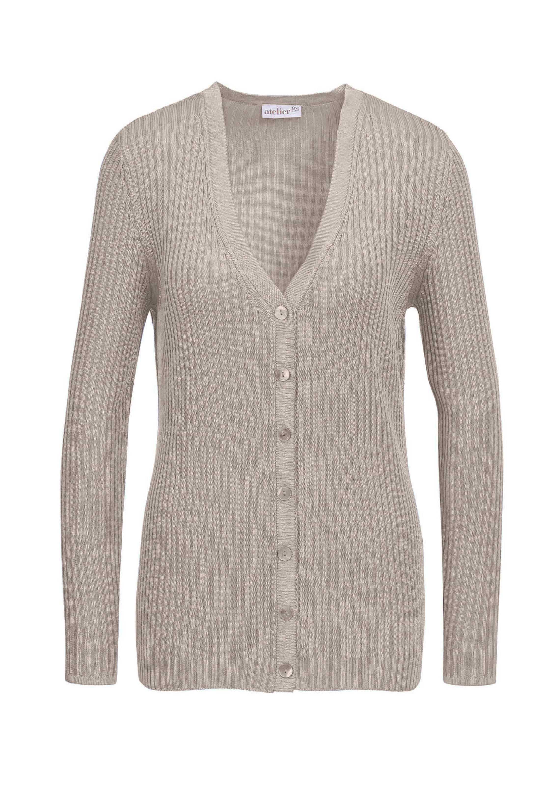 Pflegeleichte Strickjacke in hochwertiger Rippenstruktur