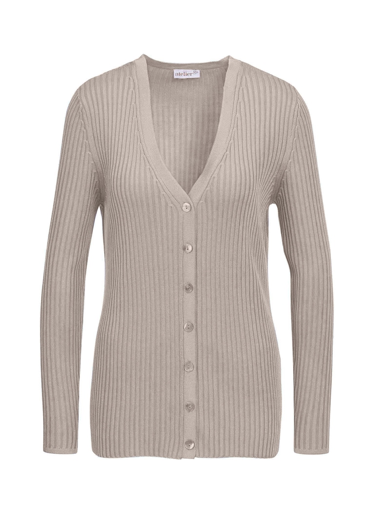 Pflegeleichte Strickjacke in hochwertiger Rippenstruktur