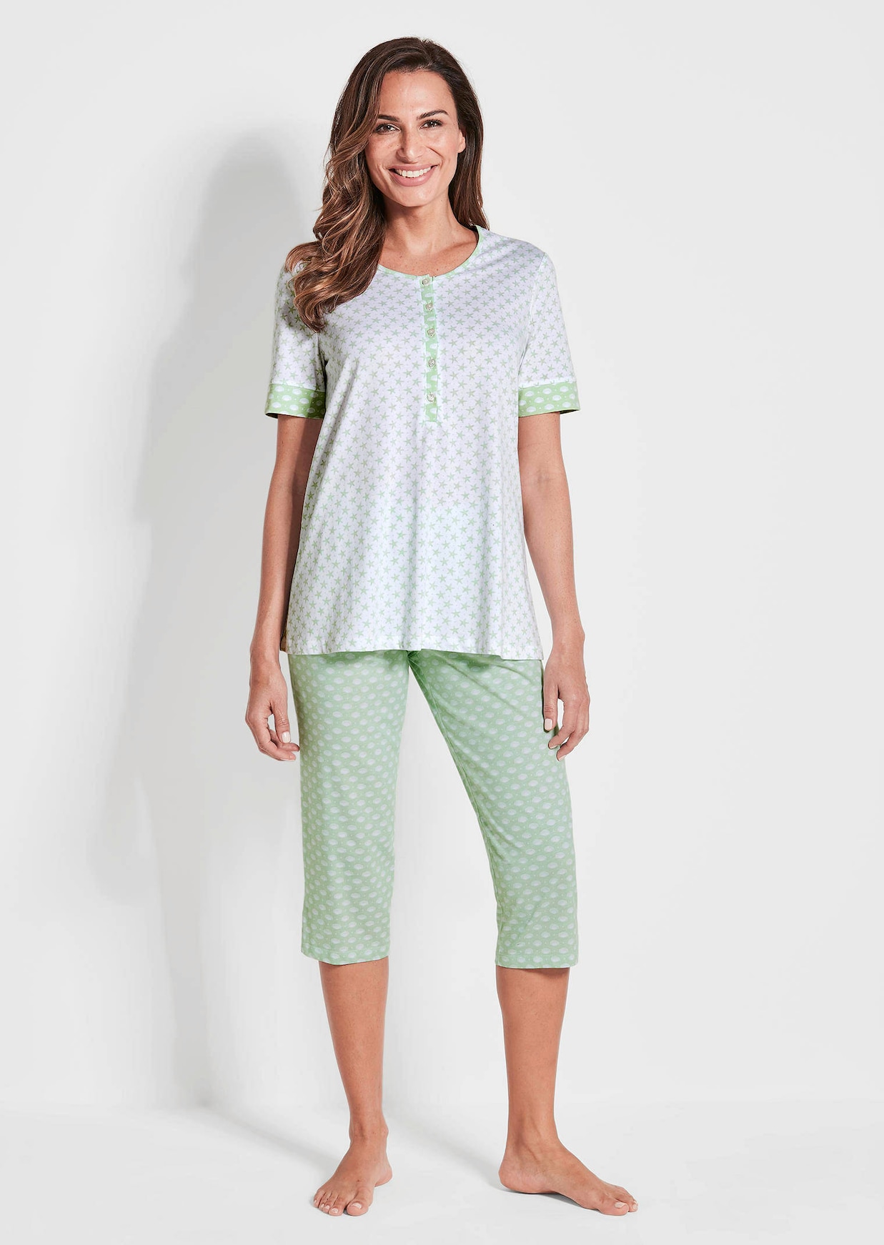 Pyjama mit Halbarm und 3/4-Hose