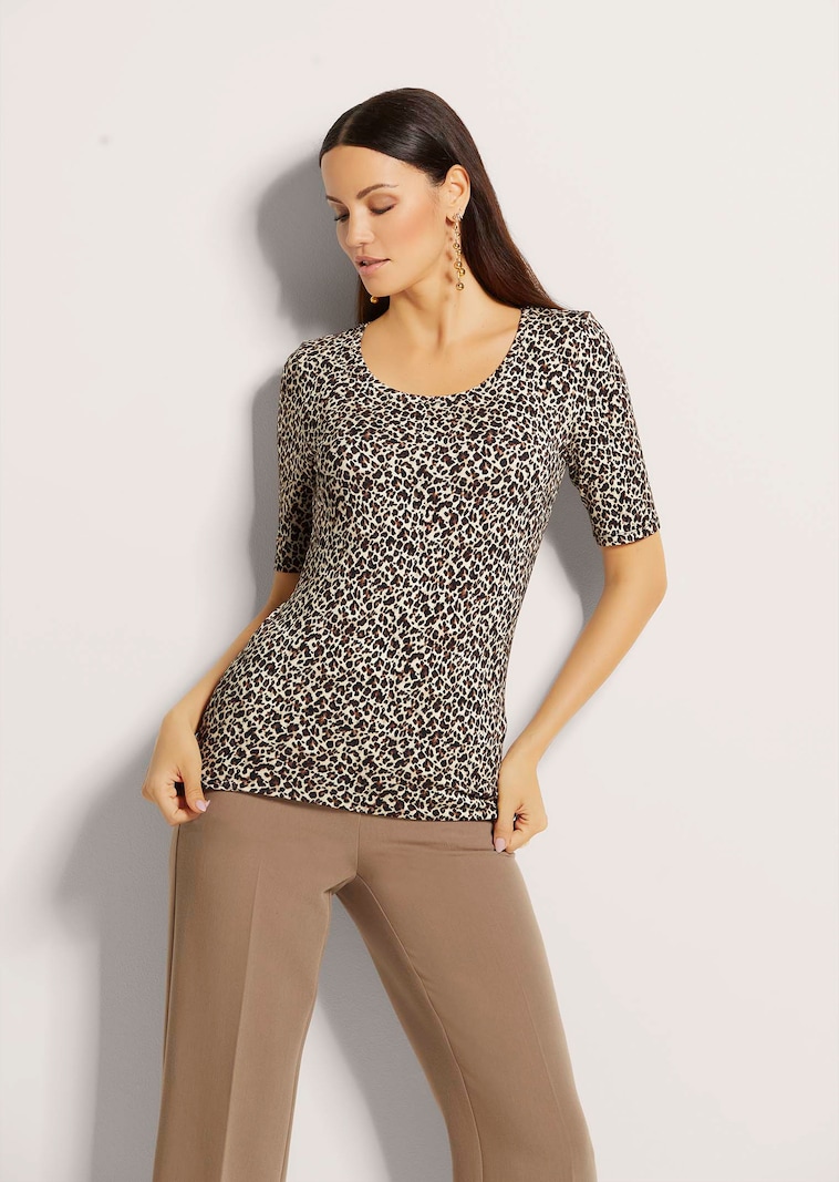 Rundhals-Shirt mit Animalprint
