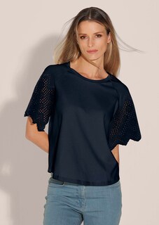 Kurzes Blusen-Shirt im Material-Mix thumbnail 2