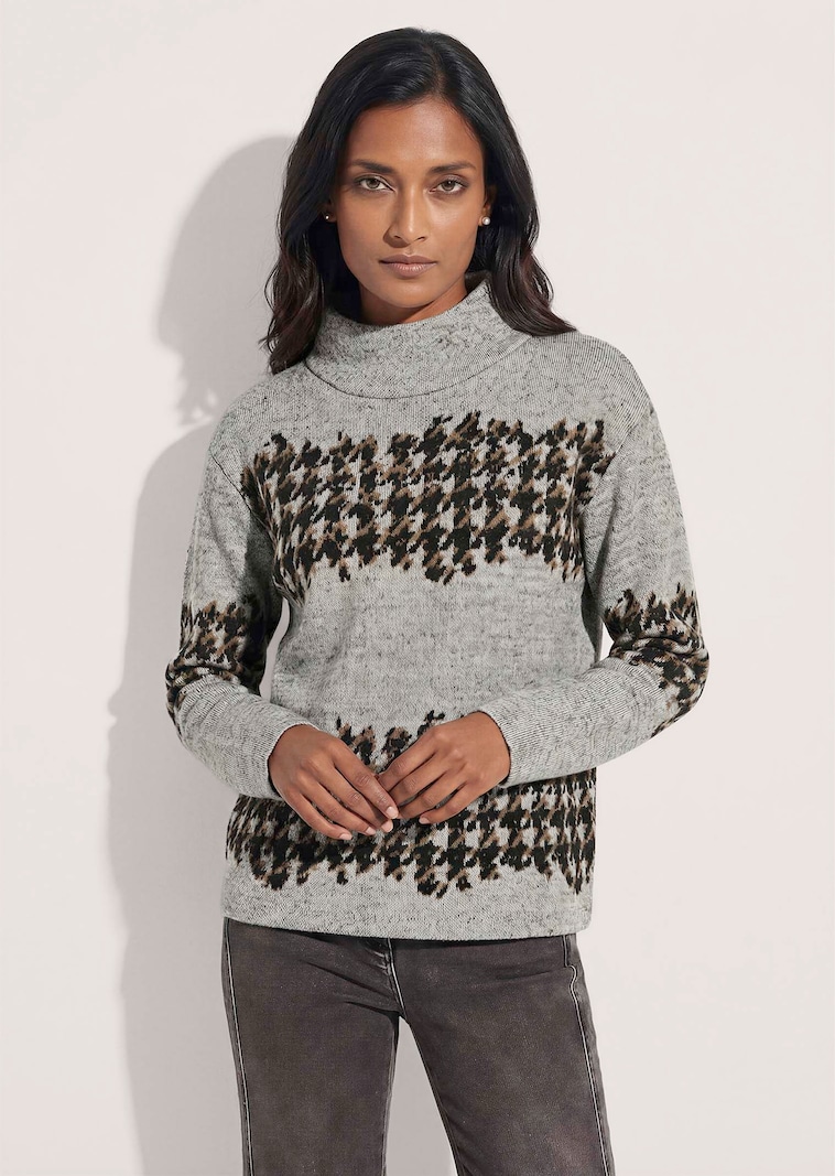 Jacquard sweatshirt met pied-de-poule