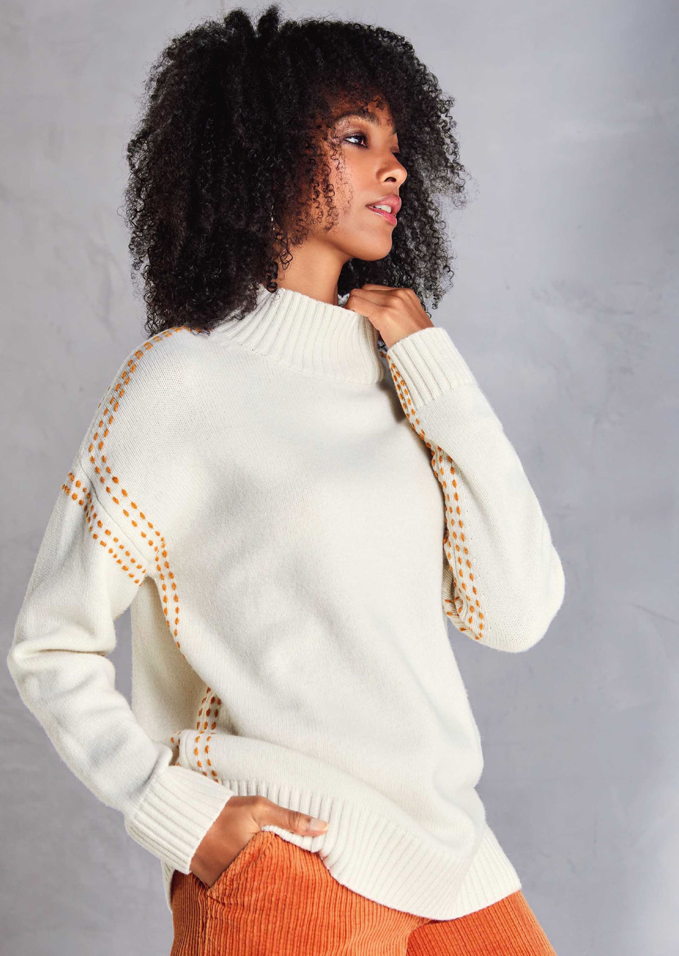 Strickpullover mit Stehkragen