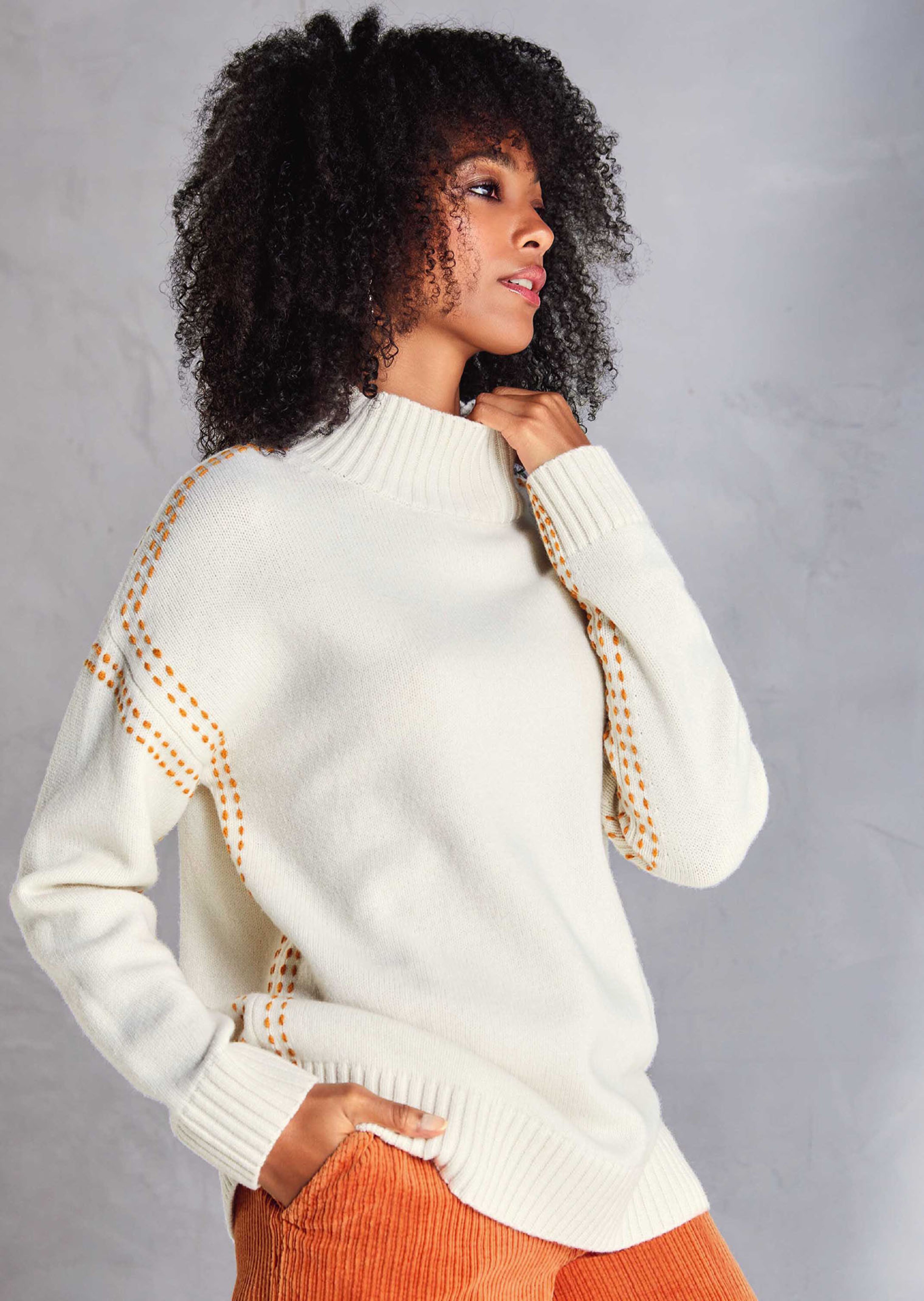 Strickpullover mit Stehkragen