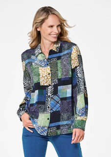 Gedessineerde blouse met patchpatroon thumbnail 1
