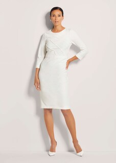 Schmales Jerseykleid mit 3/4-Ärmel und Zierbiesen thumbnail 3