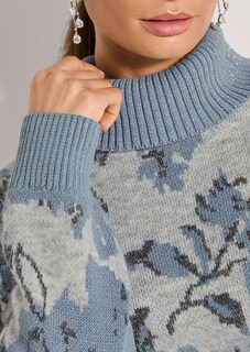 Pull jacquard floral à col roulé thumbnail 6