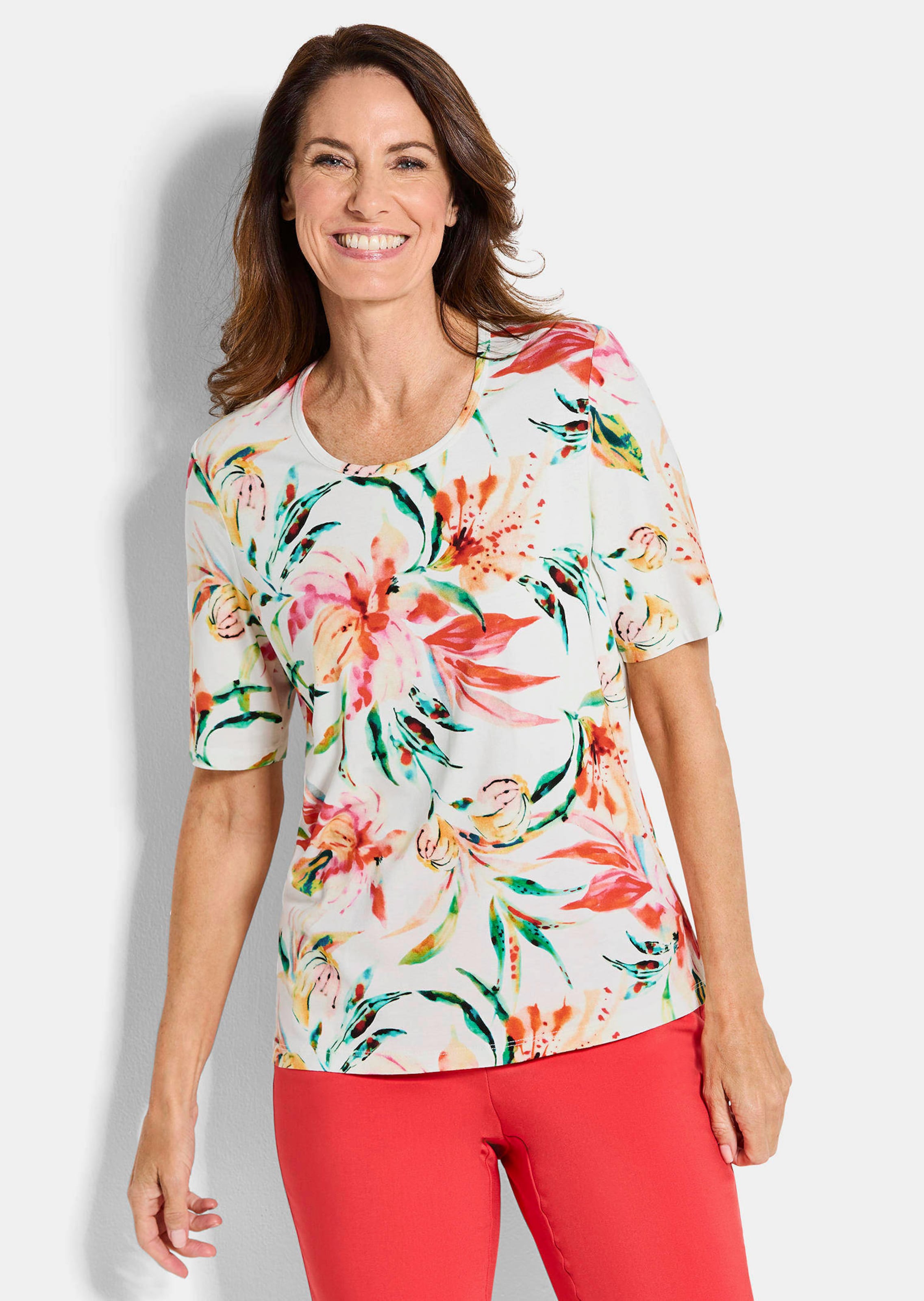 Jersey shirt met bloemen