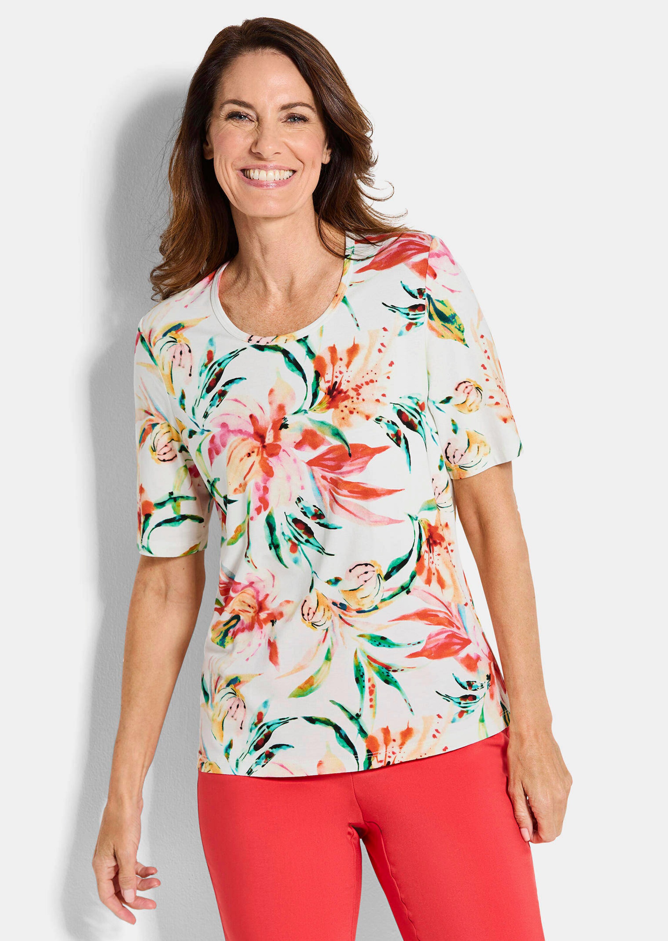 Jersey shirt met bloemen