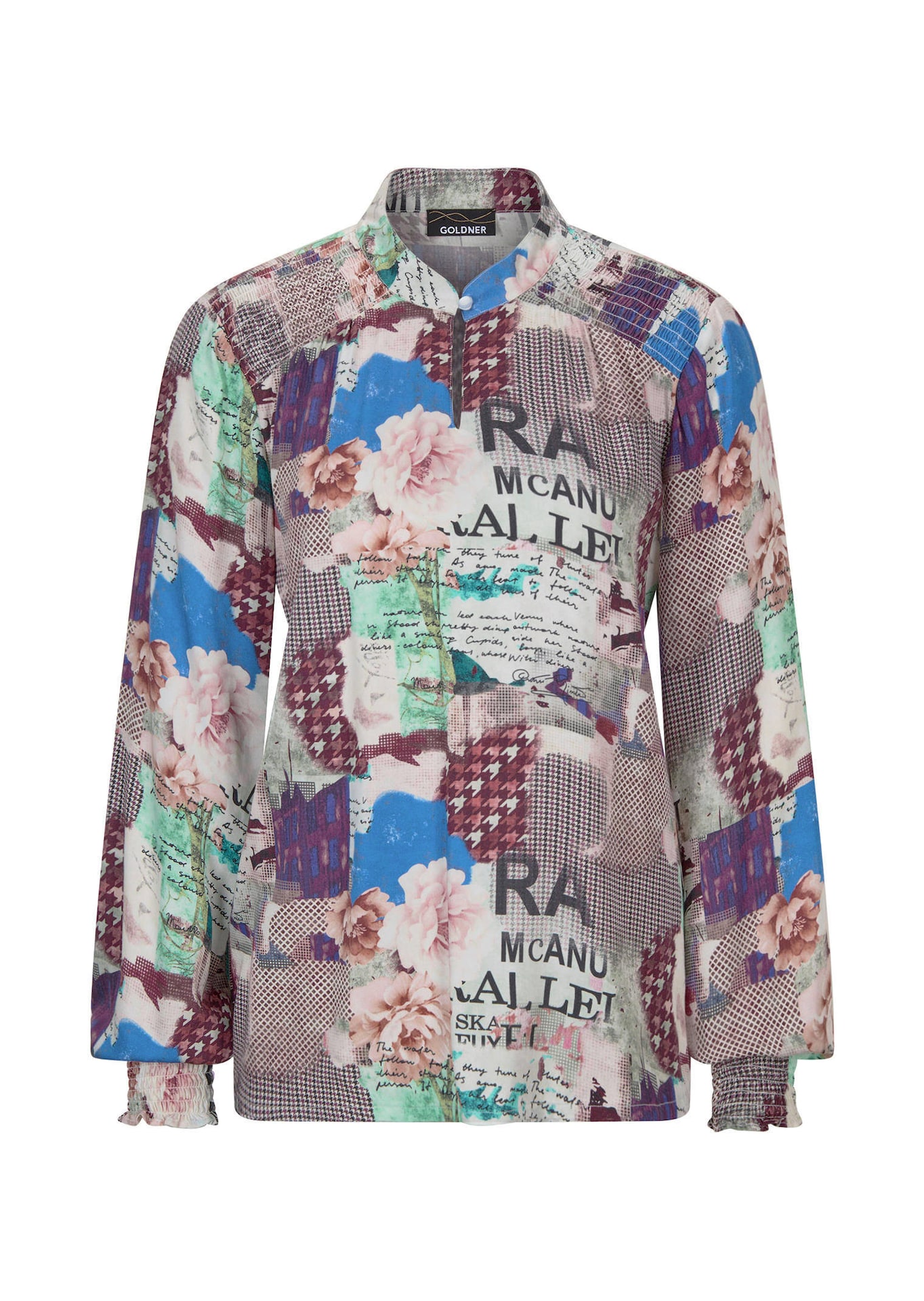 Bluse mit Stehkragen aus Viskose-Satin