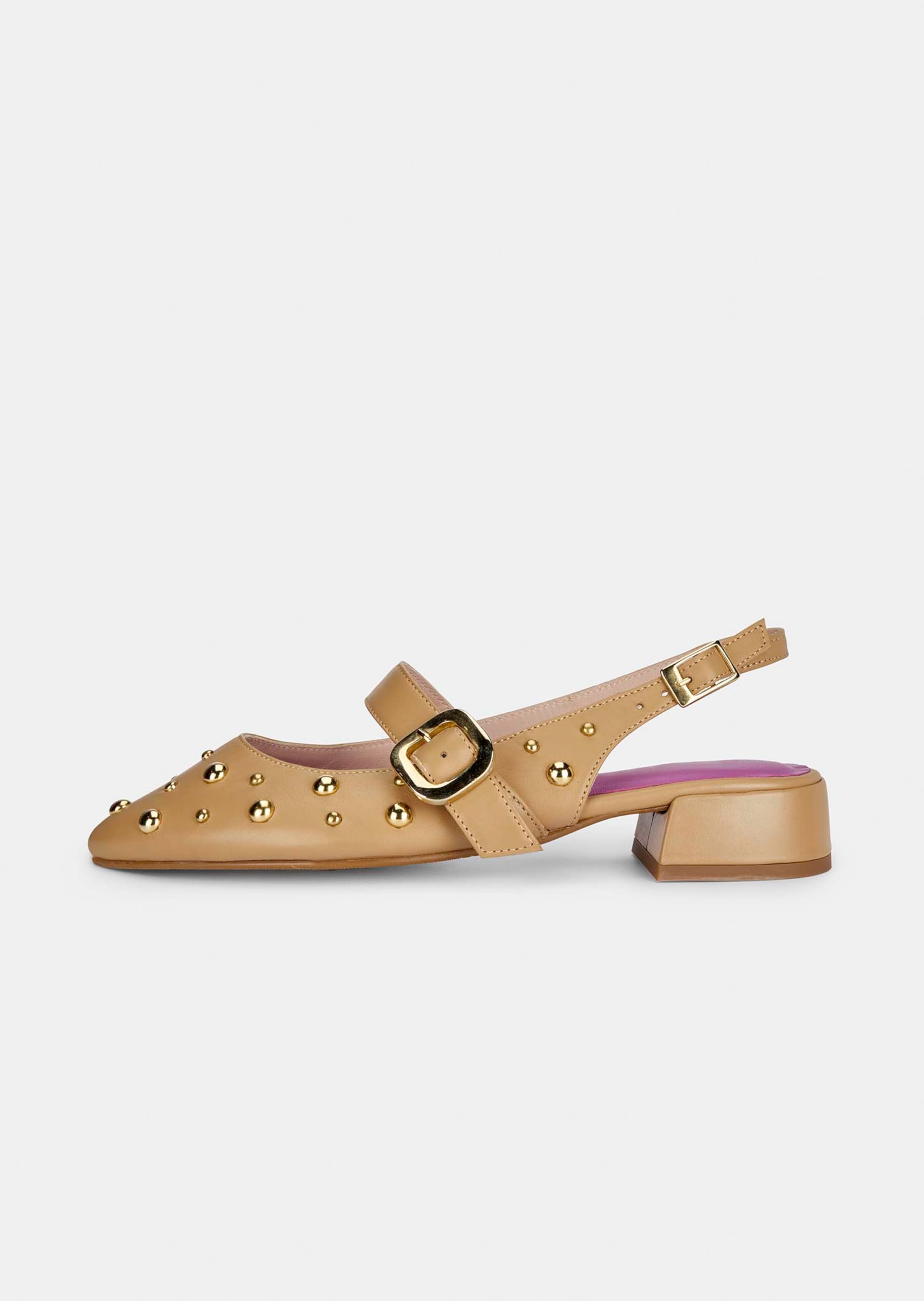 Slingback-Ballerina mit goldfarbenen Nieten