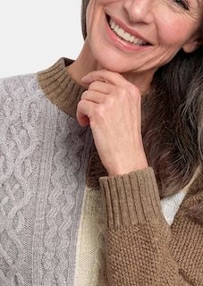 Strickpullover mit Intarsienmuster und Stehkragen thumbnail 5