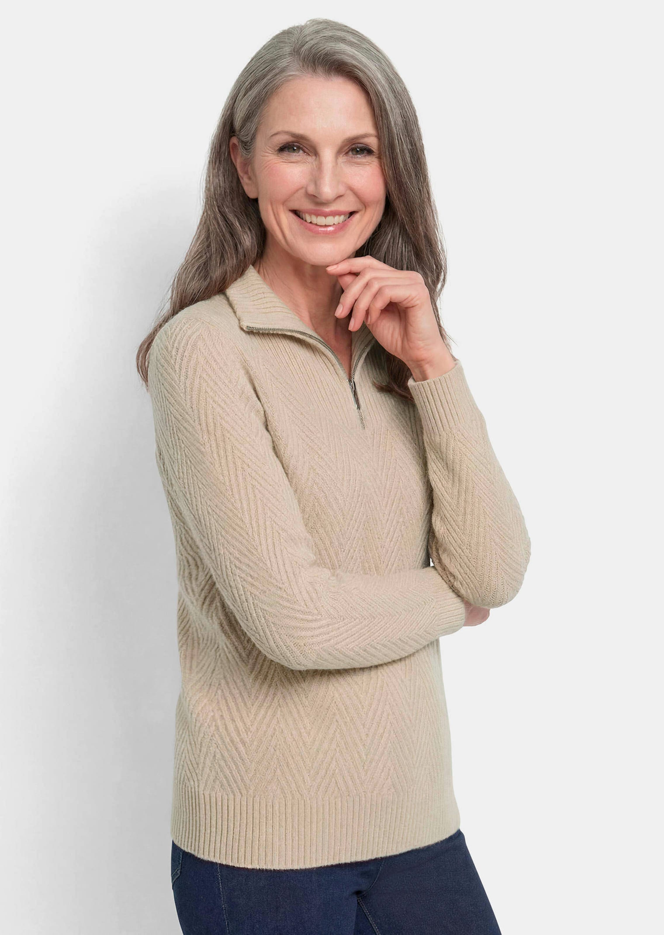 Strickpullover mit Troyer-Kragen
