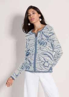 Blazer en maille à imprimé jacquard et zip thumbnail 2