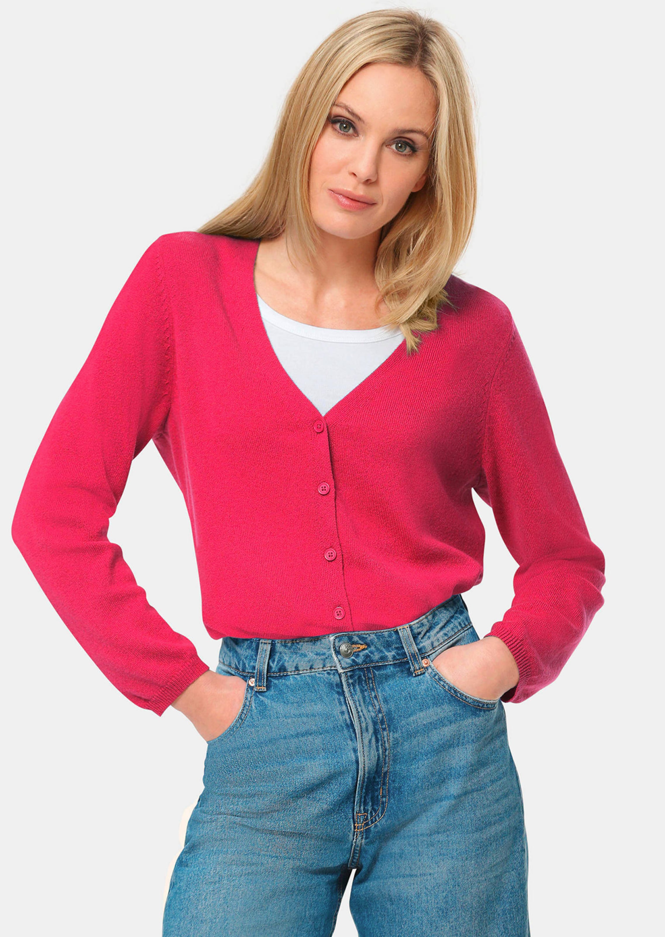 Zacht tricot jasje van kasjmier met V-hals